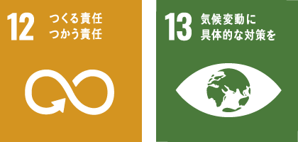 12.つくる責任、つかう責任 13.気候変動に具体的な対策を